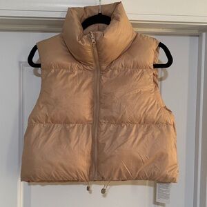 Tan Puffer Vest cropped